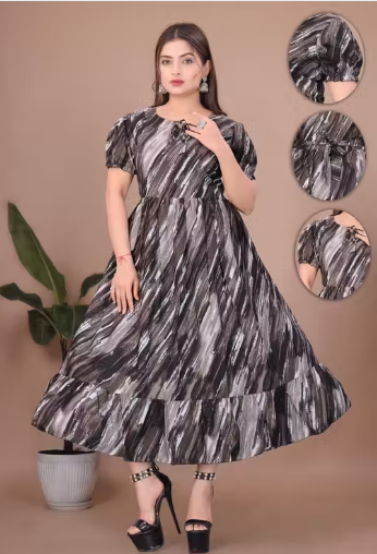 Trendy Designer Maxi Printed Women Dress