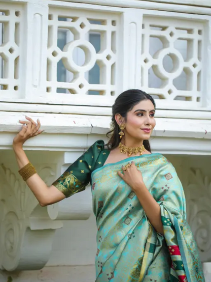 cotton silk jacquard with blouse