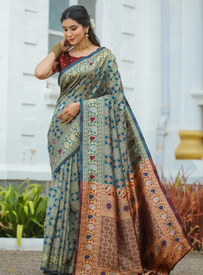 cotton silk jacquard with blouse