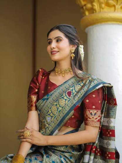 cotton silk jacquard with blouse