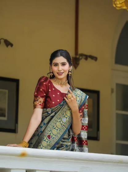 cotton silk jacquard with blouse