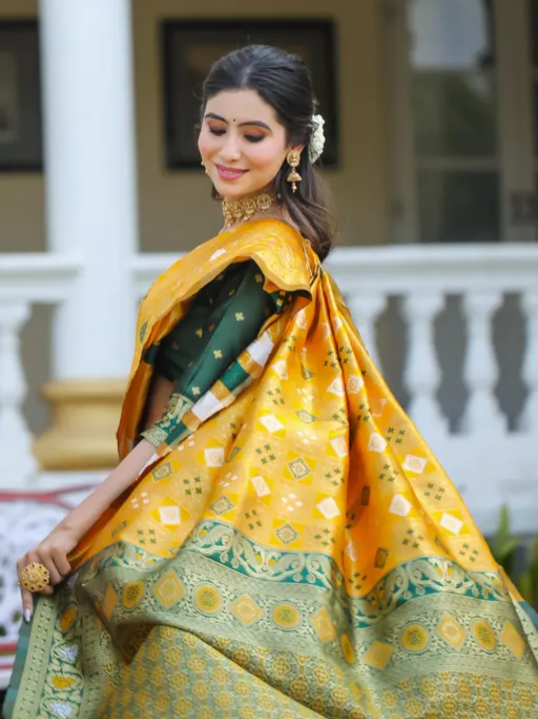 cotton silk jacquard with blouse