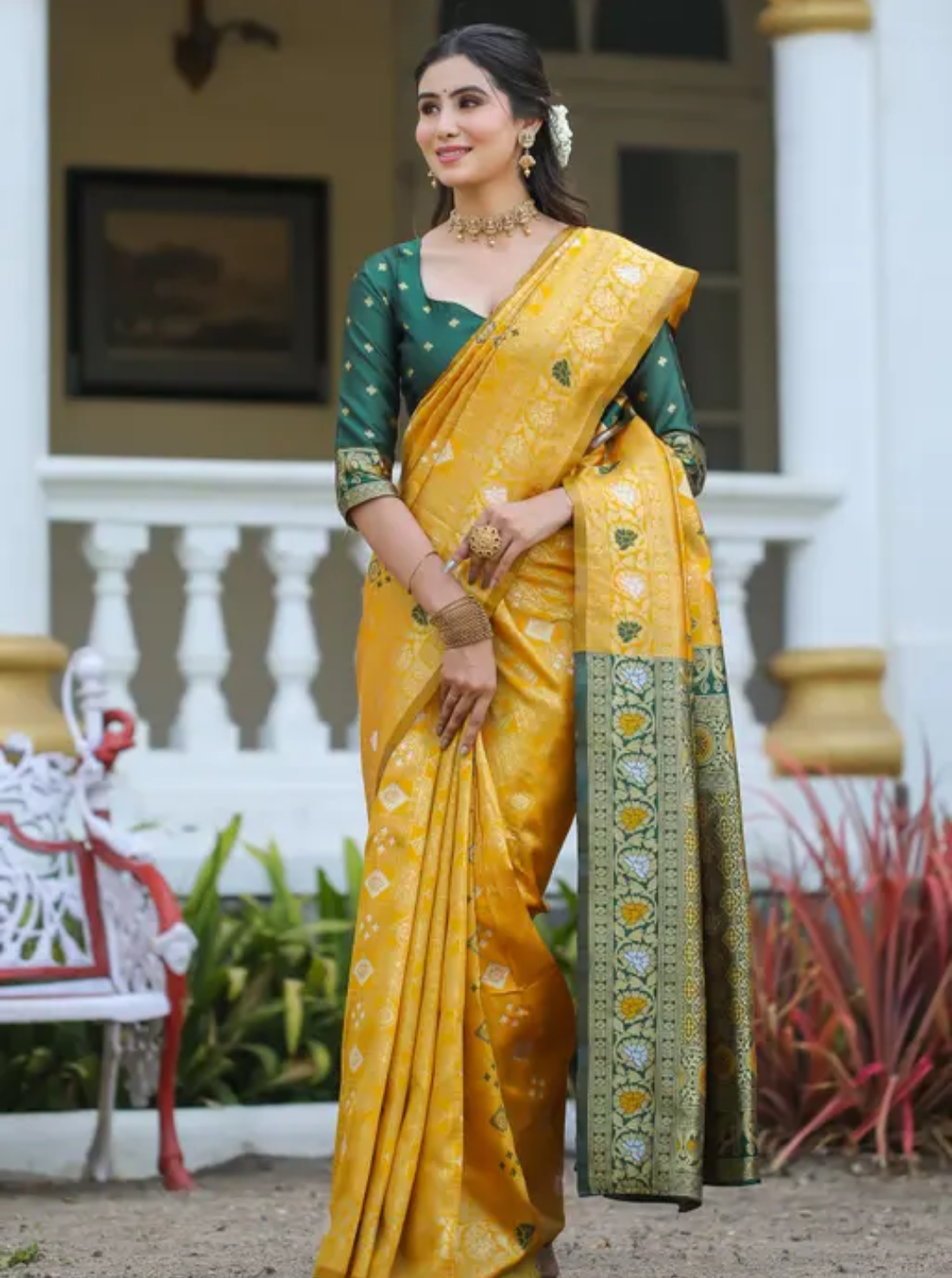 cotton silk jacquard with blouse