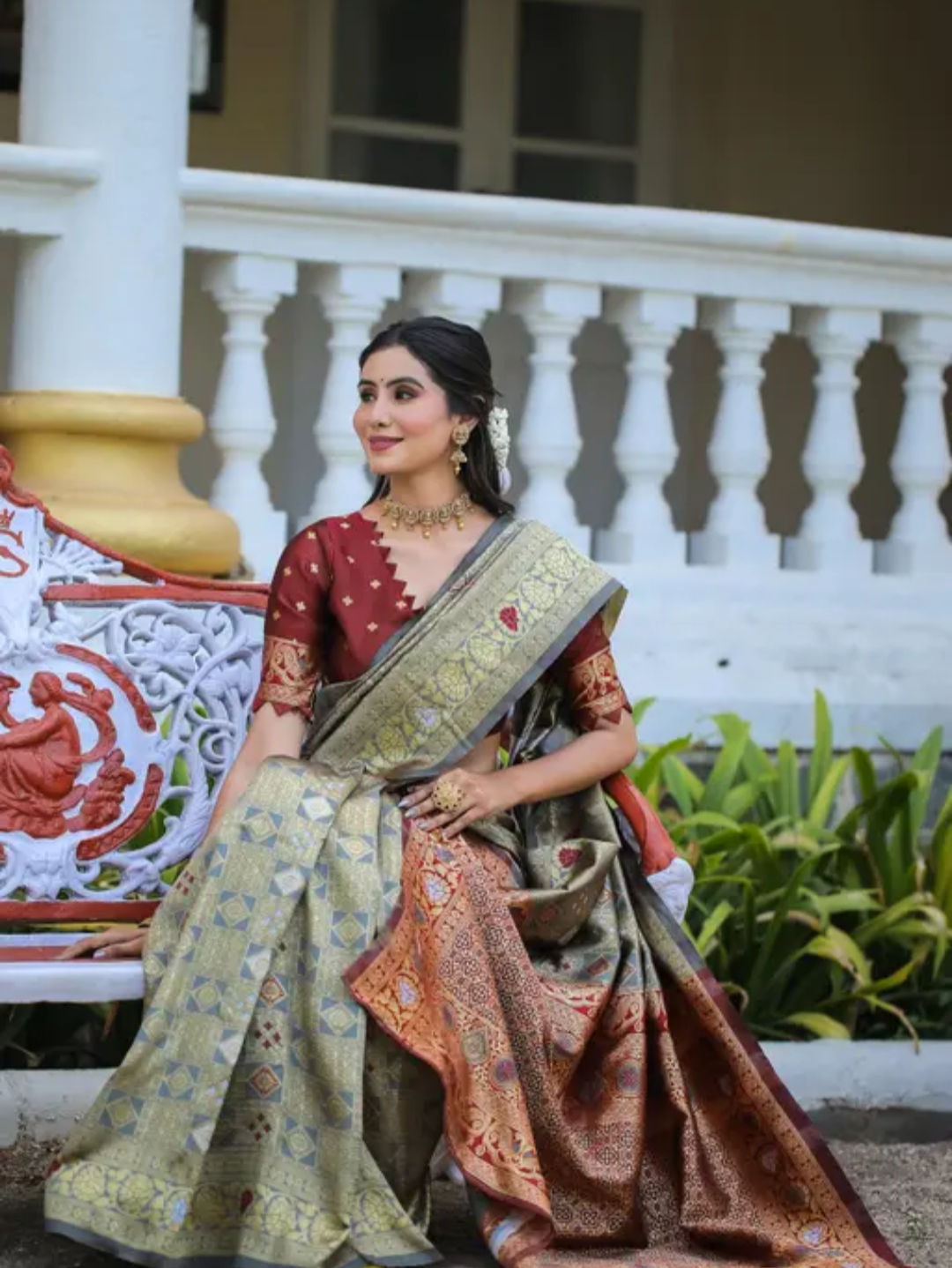 cotton silk jacquard with blouse