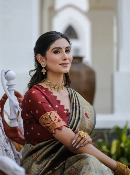 cotton silk jacquard with blouse