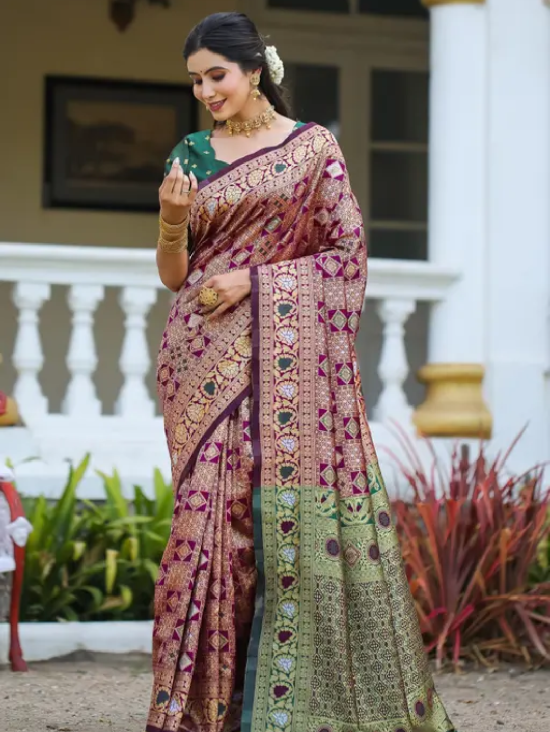 cotton silk jacquard with blouse