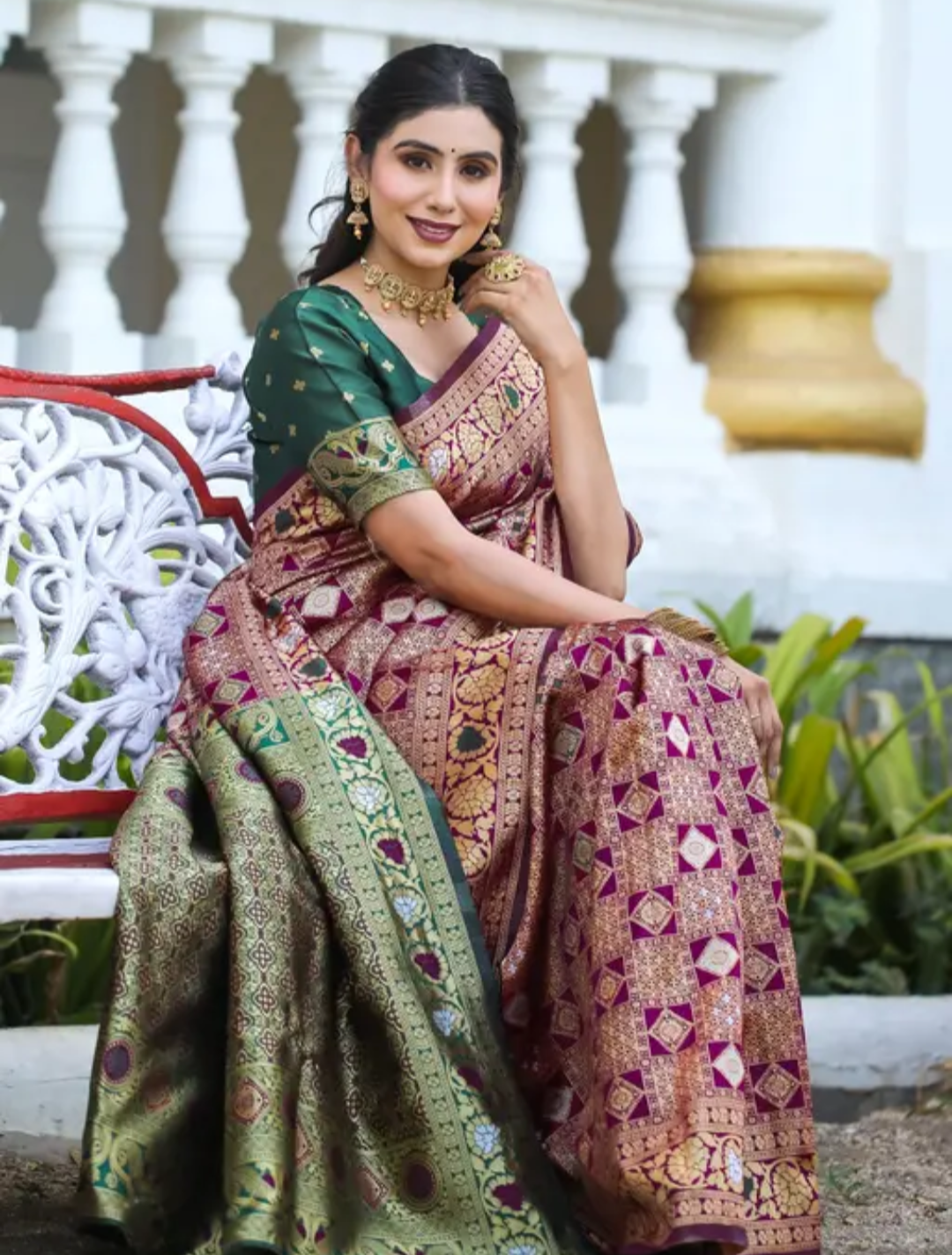 cotton silk jacquard with blouse