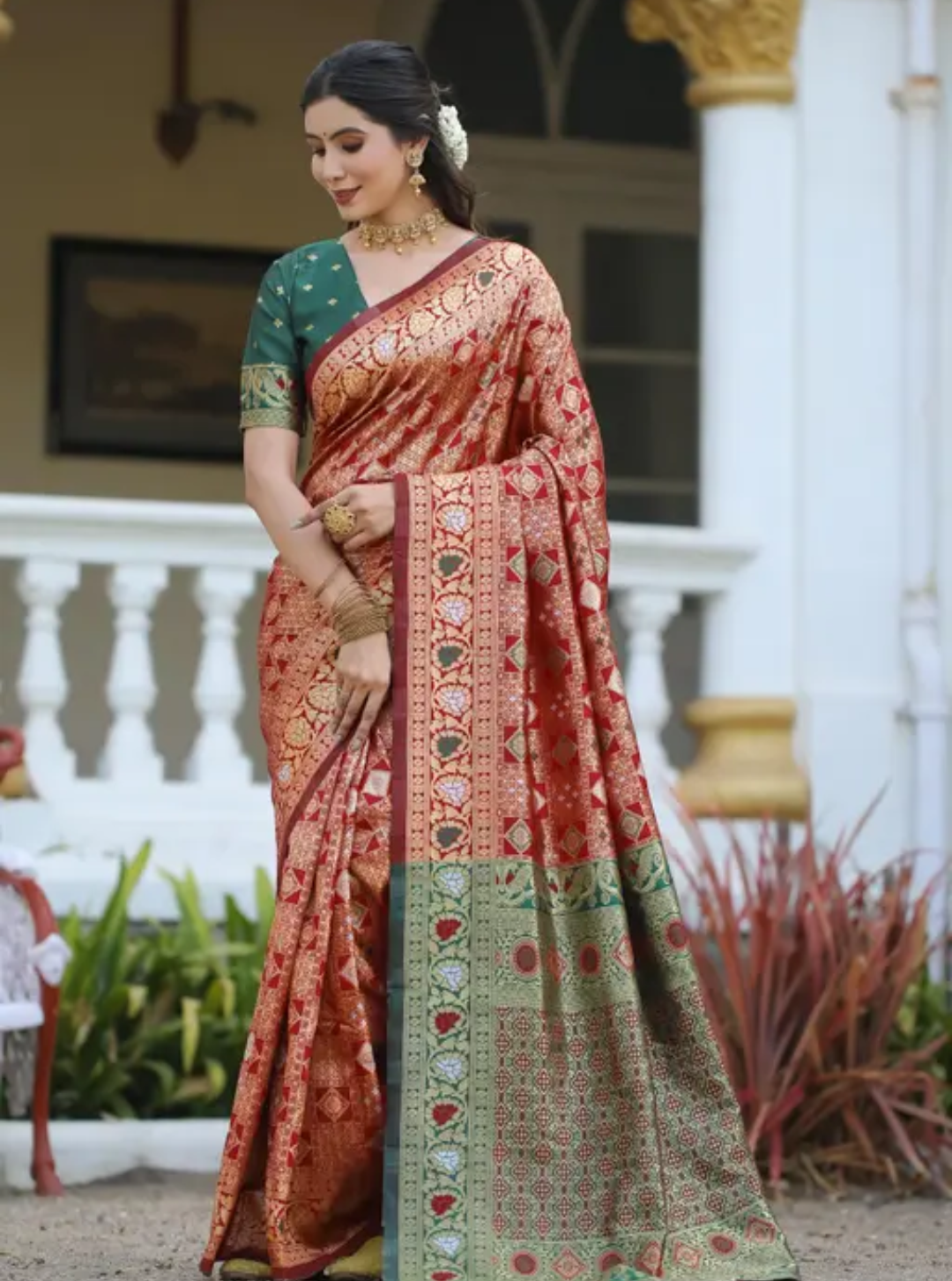 cotton silk jacquard with blouse