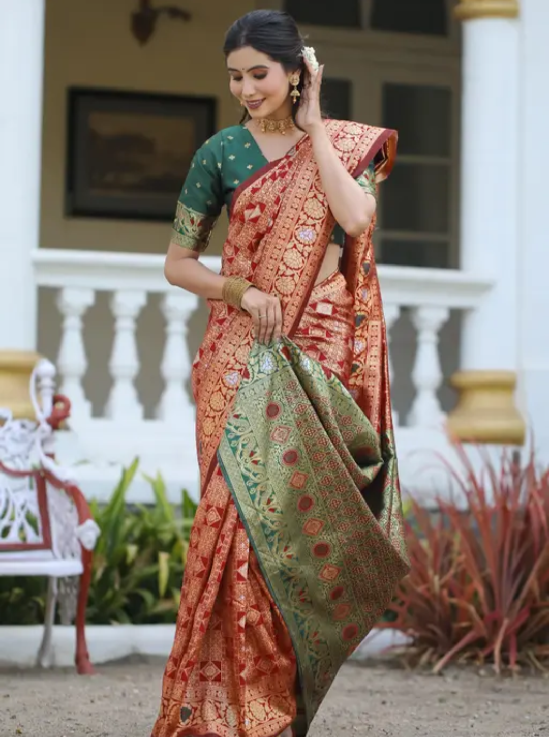 cotton silk jacquard with blouse