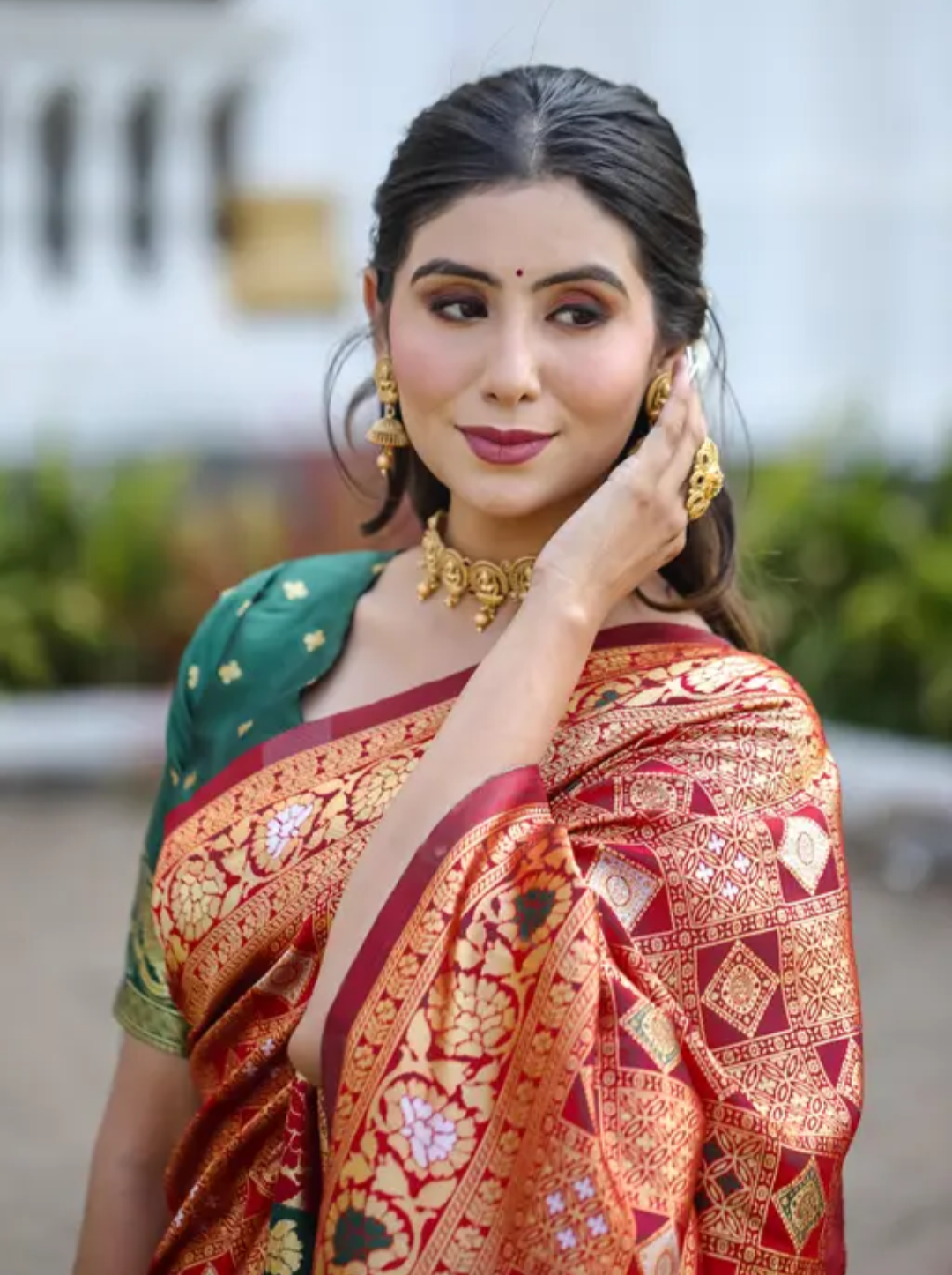 cotton silk jacquard with blouse