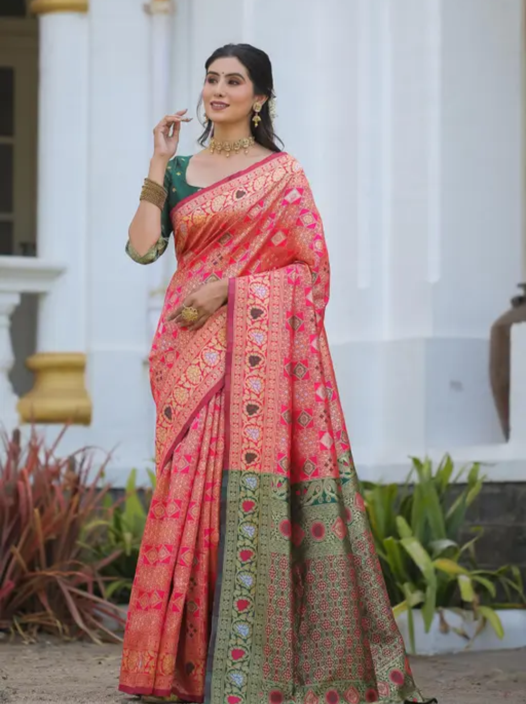 cotton silk jacquard with blouse