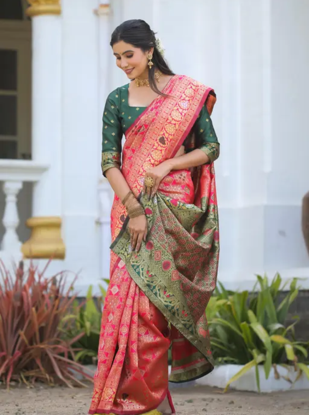 cotton silk jacquard with blouse