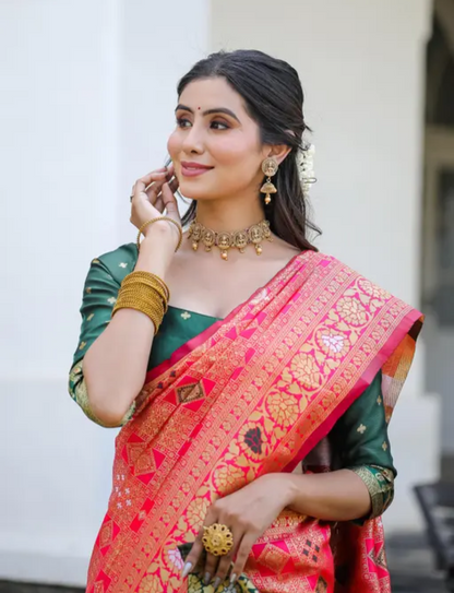 cotton silk jacquard with blouse