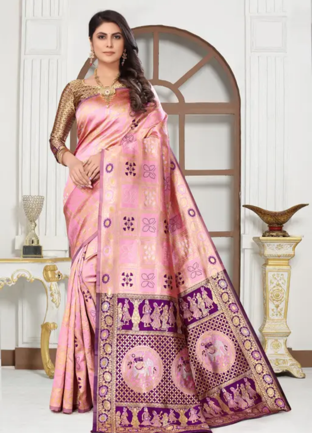 cotton silk jacquard with blouse