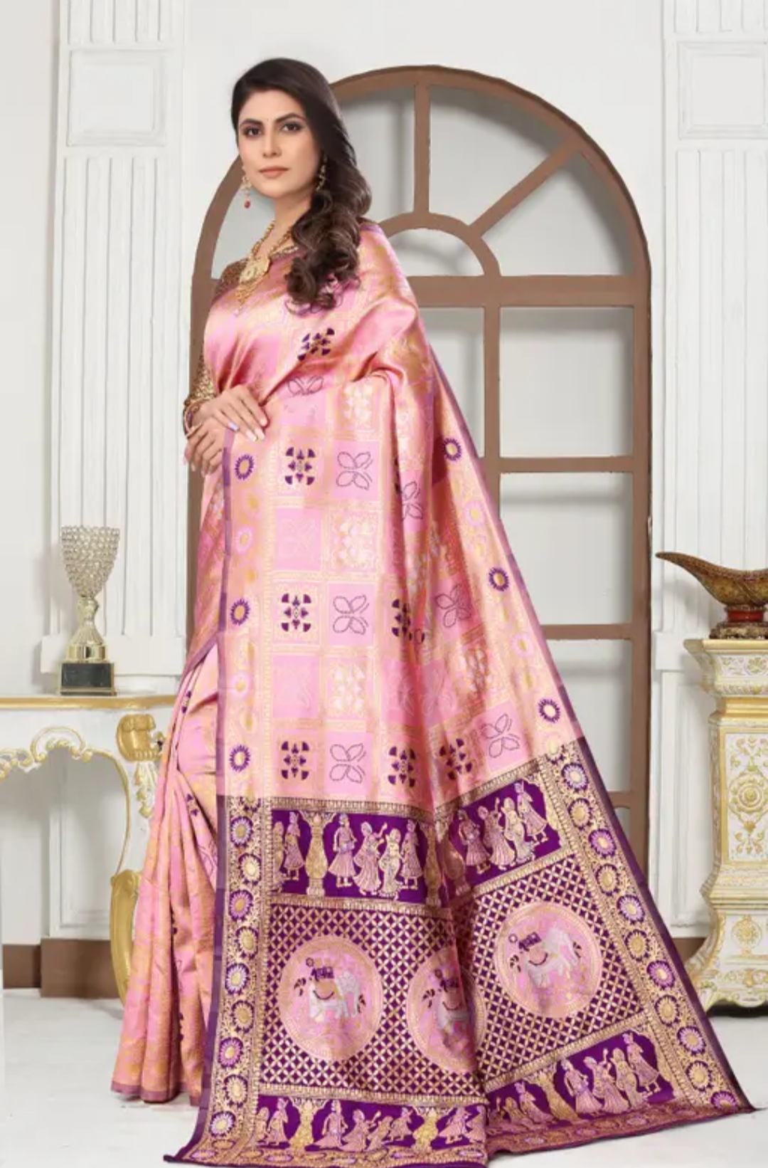 cotton silk jacquard with blouse