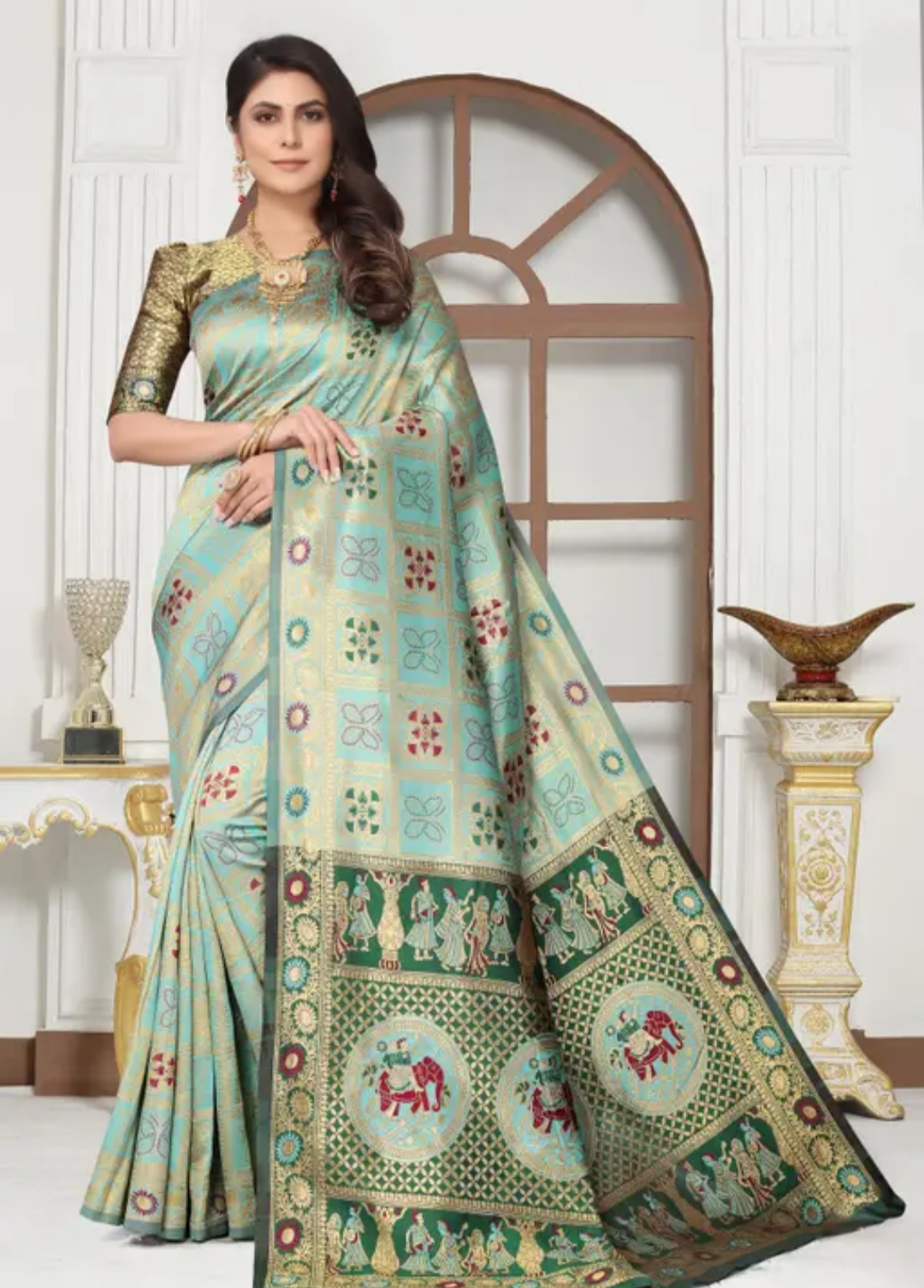 cotton silk jacquard with blouse