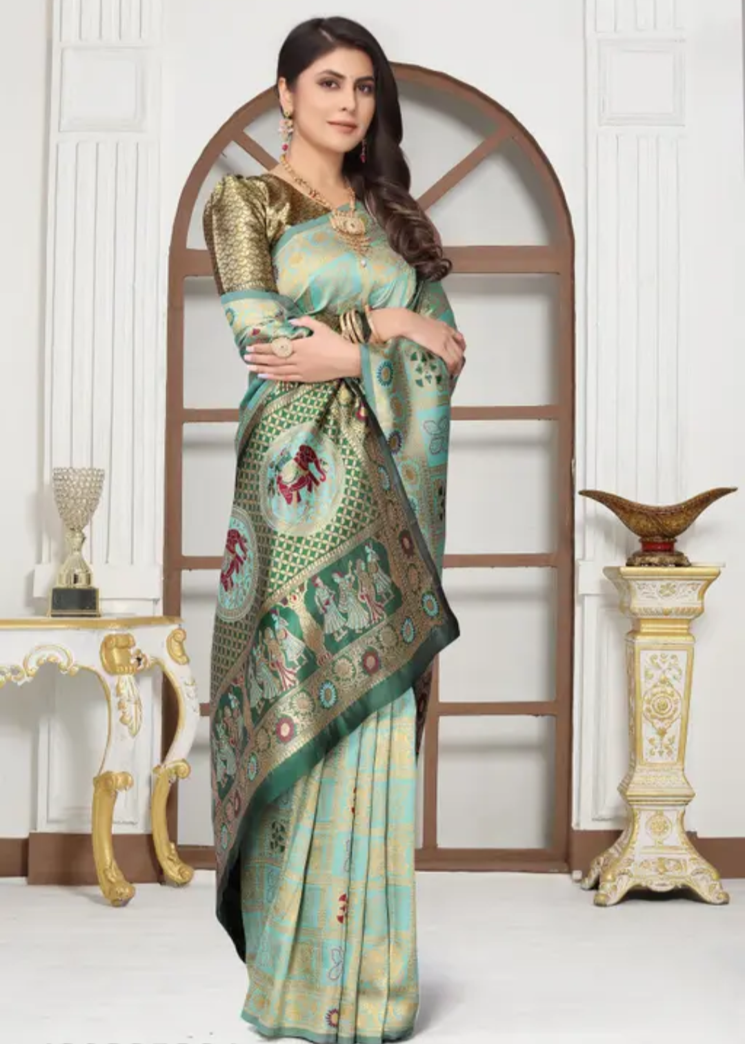 cotton silk jacquard with blouse