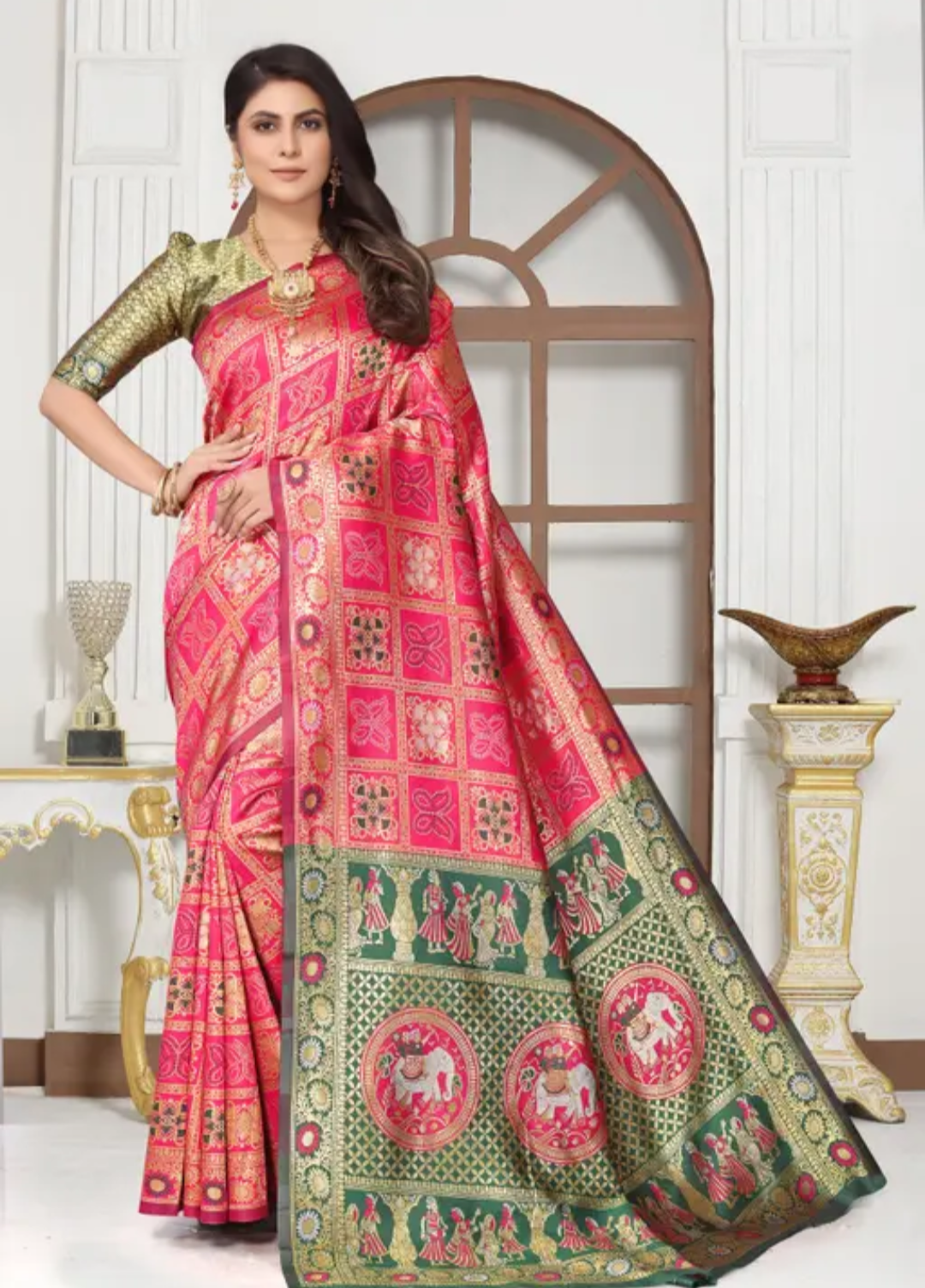 cotton silk jacquard with blouse