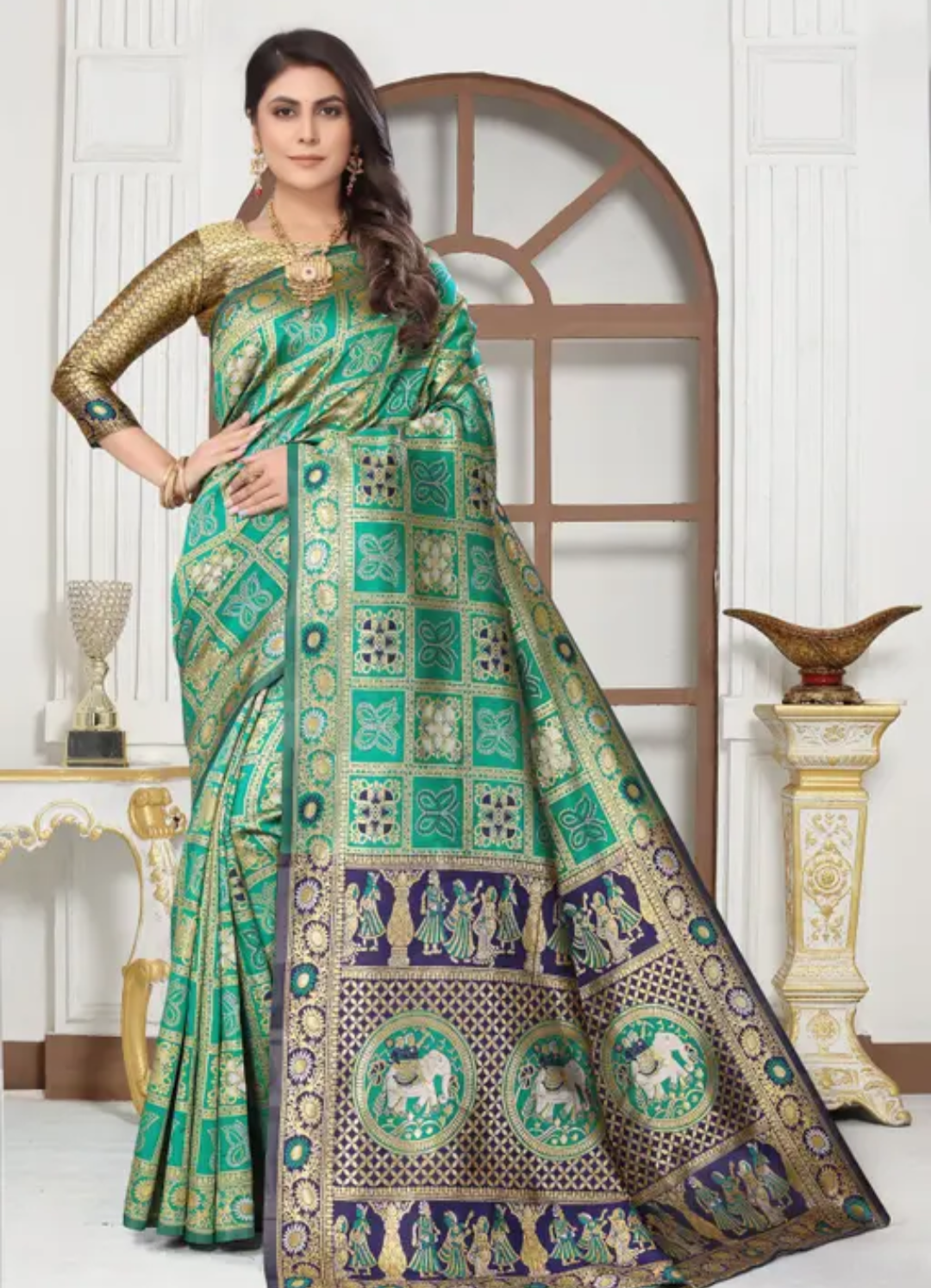 cotton silk jacquard with blouse