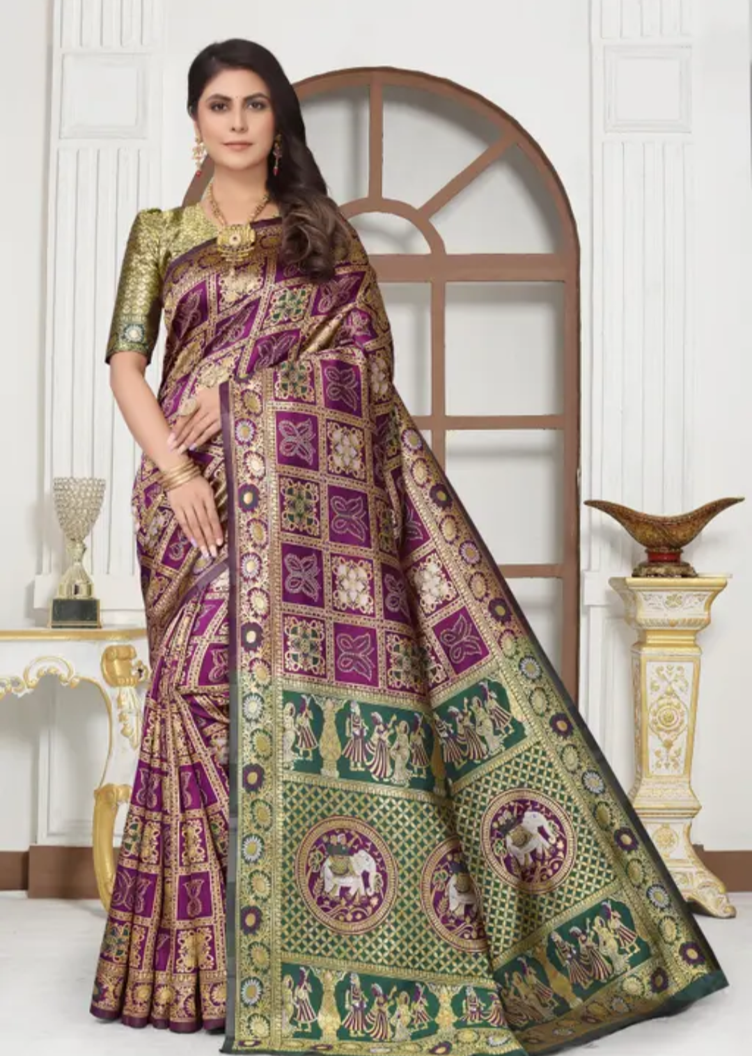 cotton silk jacquard with blouse