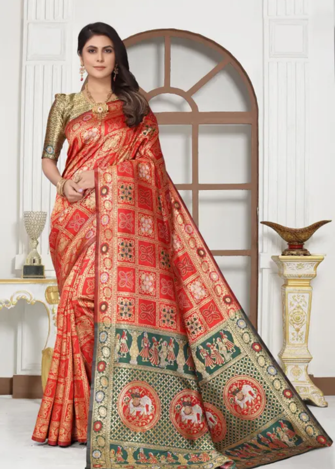 cotton silk jacquard with blouse