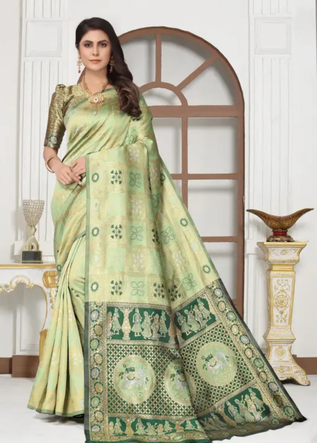 cotton silk jacquard with blouse