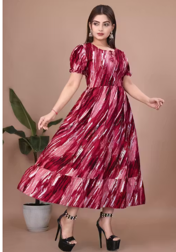 Trendy Designer Maxi Printed Women Dress