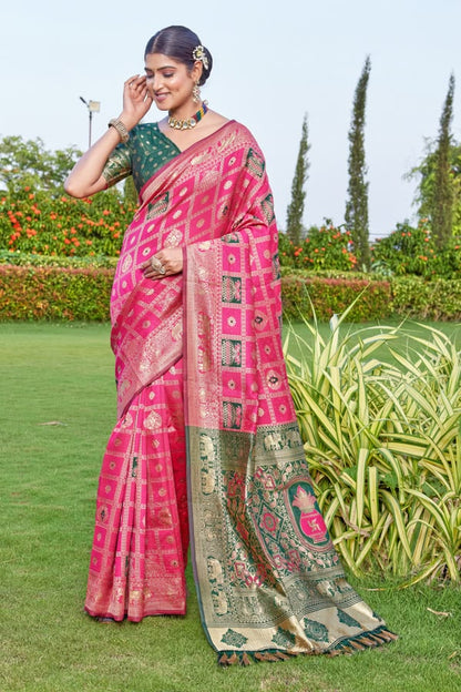 Riddhi Siddhii Creation Woven Kanjivaram Pink soft cotton Saree With Twirling Blouse Piece..